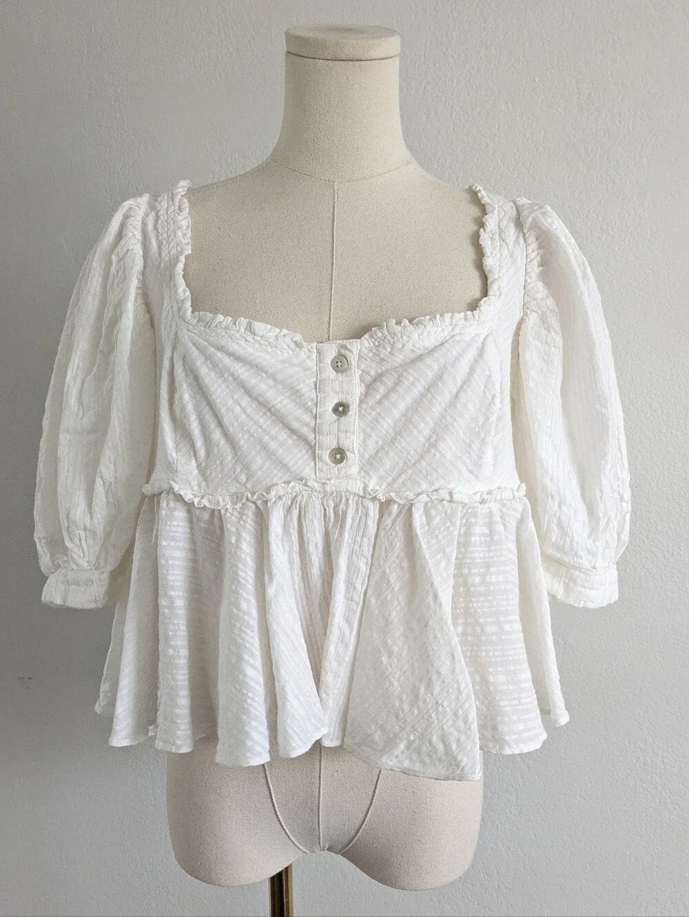 Free People Baby Doll Puff Sleeve Top